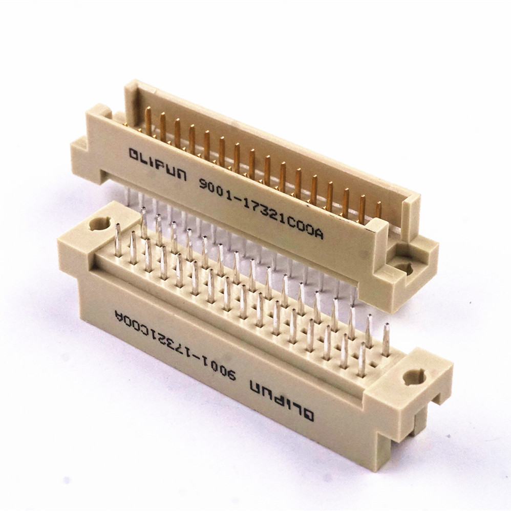 Backplane DIN 41612 Connector 2 Rows 32 Positions Plug Header Male Pins Straight Through Hole 2x16 32 Pin Pitch 2.54mm x5.08