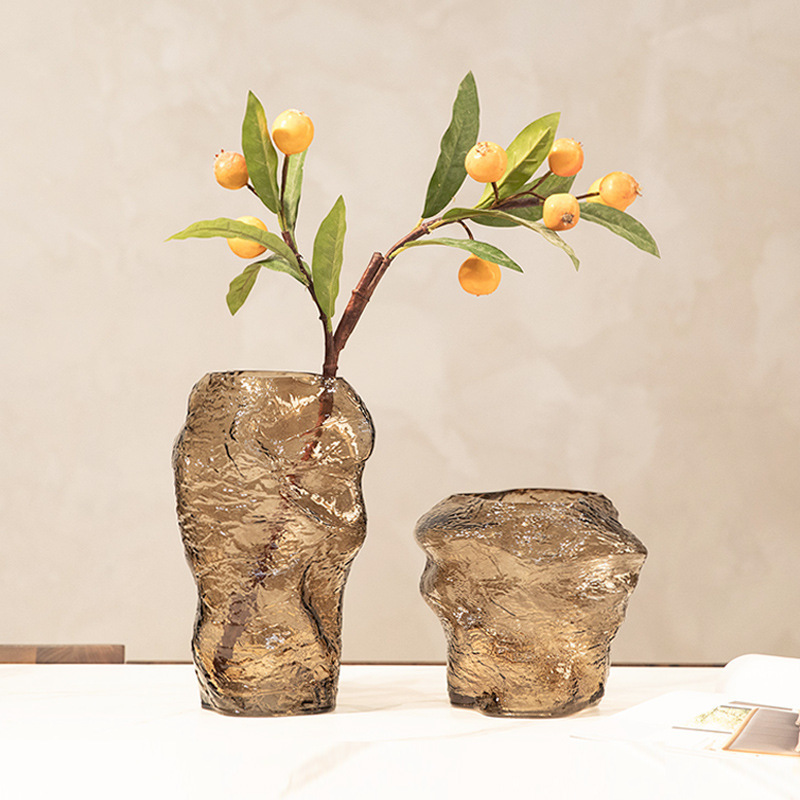 Creative European style glass vase lily dragon shadow mountain stone home color flower arrangement flower vase home glass vase
