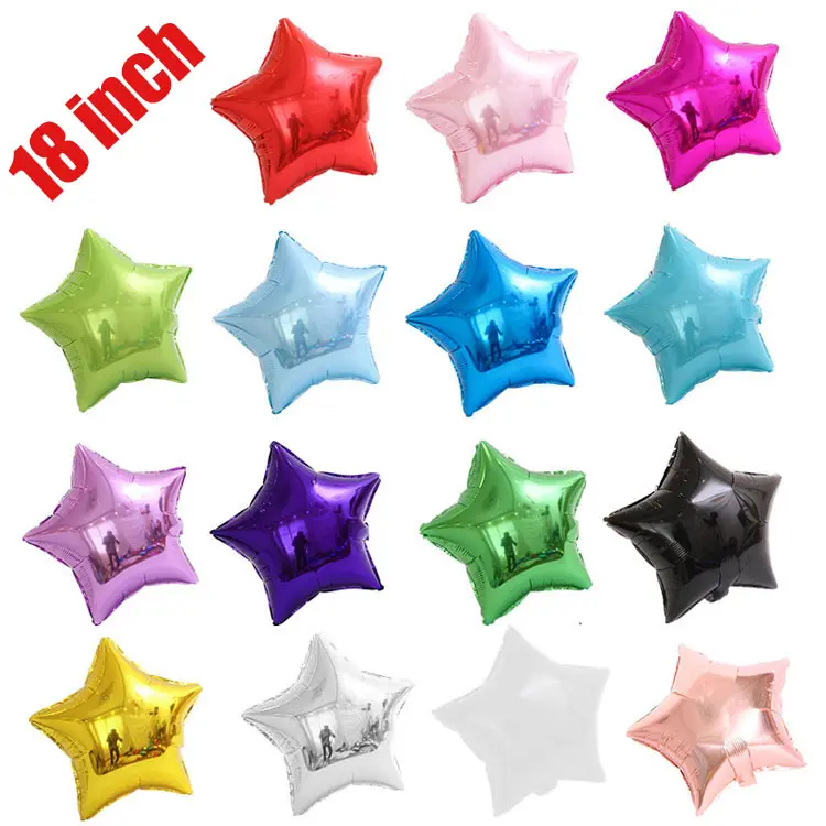 Wholesale 20 colors colorful 18inch inflatable helium plain mylar star foil balloon for birthday decoration