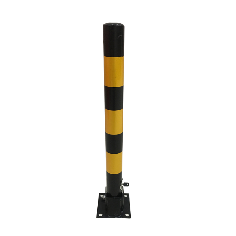 Metal Black and Yellow Reflective Tape Fold Down Car Parking Lock Bollard