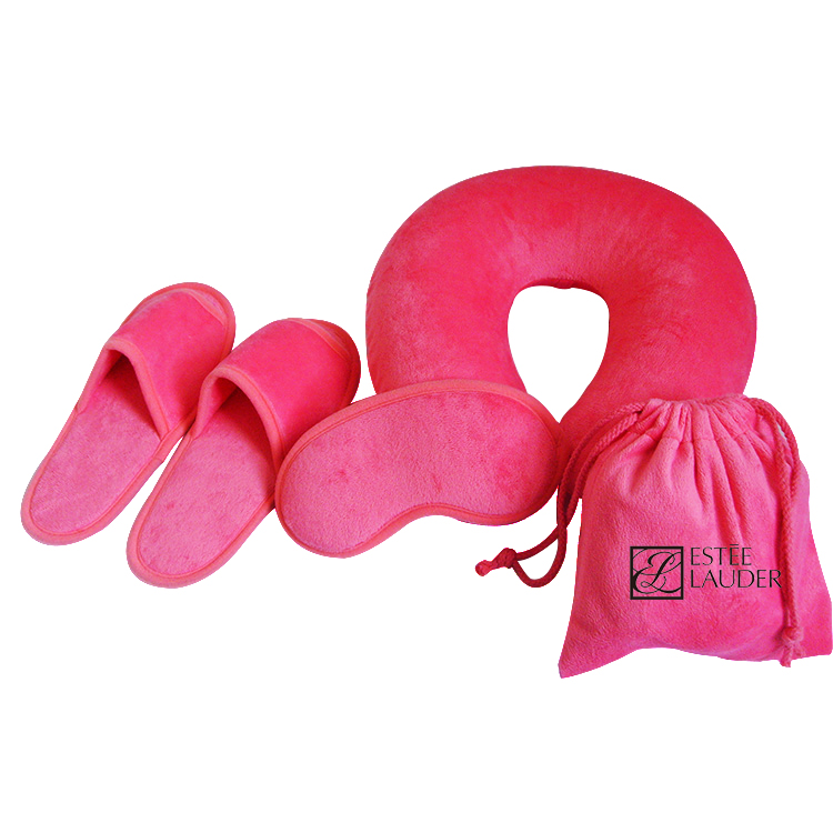 Durable Using Various Girl Travel Bag Luggage Set Eye Mask Pillow Pink Travel Set