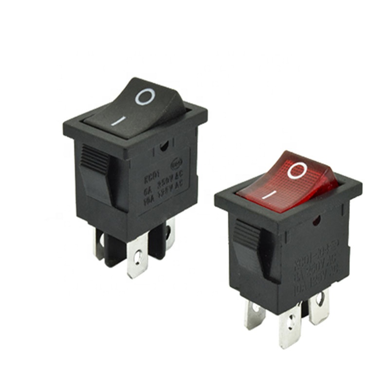 6A 250VAC KCD1-104 кулисный переключатель 4pin вкл/выкл DPST 12V 220V красная лампа Black защелка 15x21 rocekr переключатель