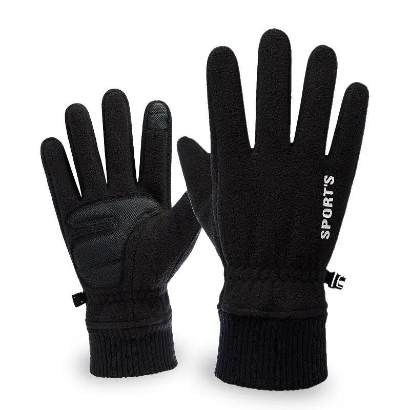 Thermal gloves men's winter fleece lined padded warm keeping touch screen non-slip outdoor riding polar fleece gloves