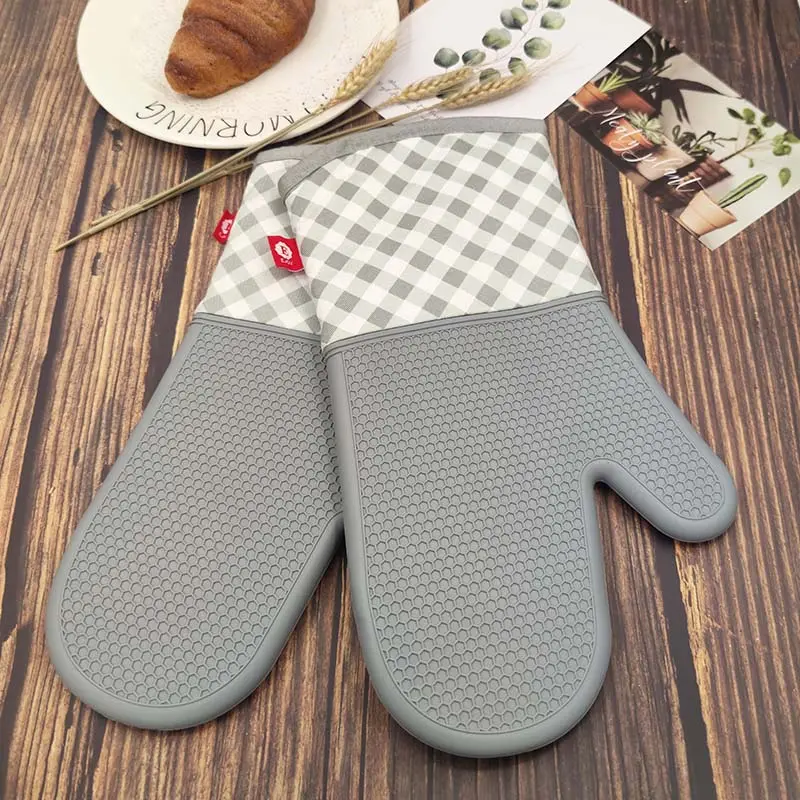 Custom Baking Kitchen Cooking Bbq Grilling Heat Resistant Microwave Silicone Oven Gloves Mitt