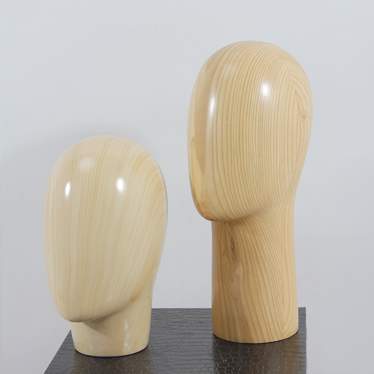 Canvas fiberglass long neck black mannequin heads for hat wig wood egg head mannequin