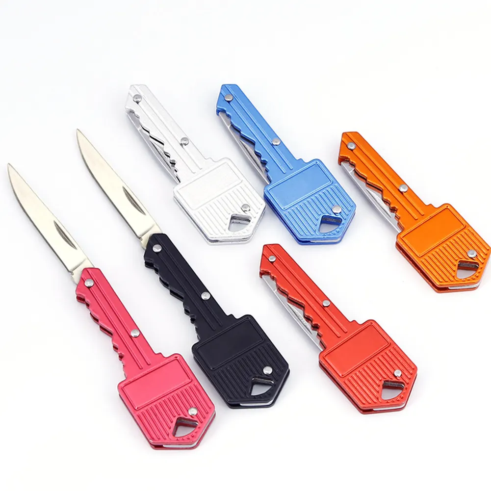 Custom Self Defense Keychain, Folding Knife Tactical Outdoor Portable Mini Pocket Fruit Knifes Self-Defense Metal Keychains/