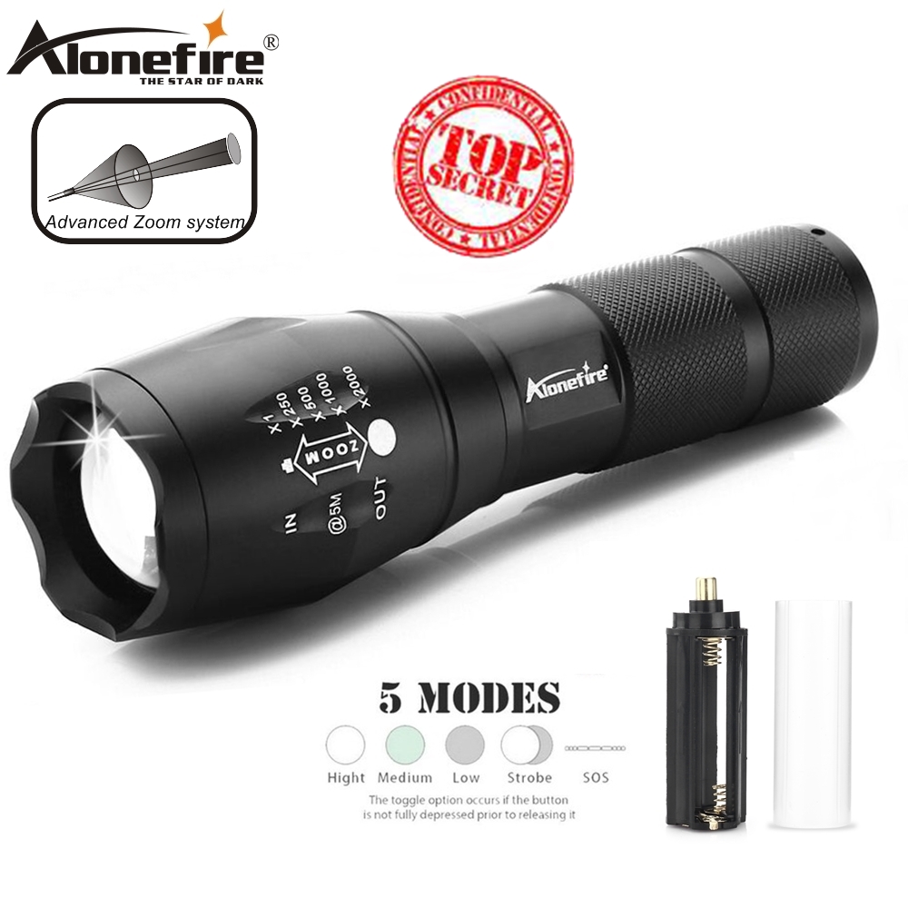 Alonefire G700 Tactical Zoom Flashlight XML T6 Led 5000lm Lantern Camping hunting Bright light Torch 18650 Rechargeable battery