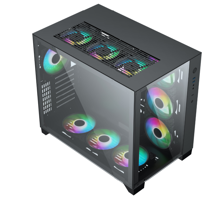 Корпус для ПК из закаленного стекла, игровой корпус для компьютера ATX full tower gamer с RGB веером, корпус для игрового компьютера