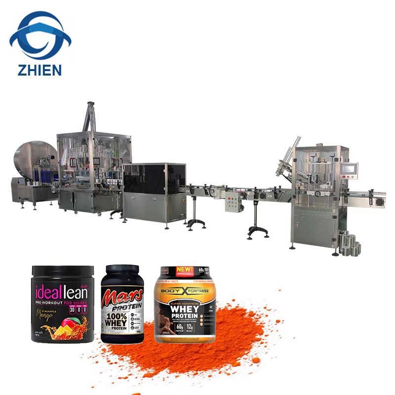 Full Automatic Can Powder Filling Line For Whey Protein Vanilla Ice Cream Powder 2lb