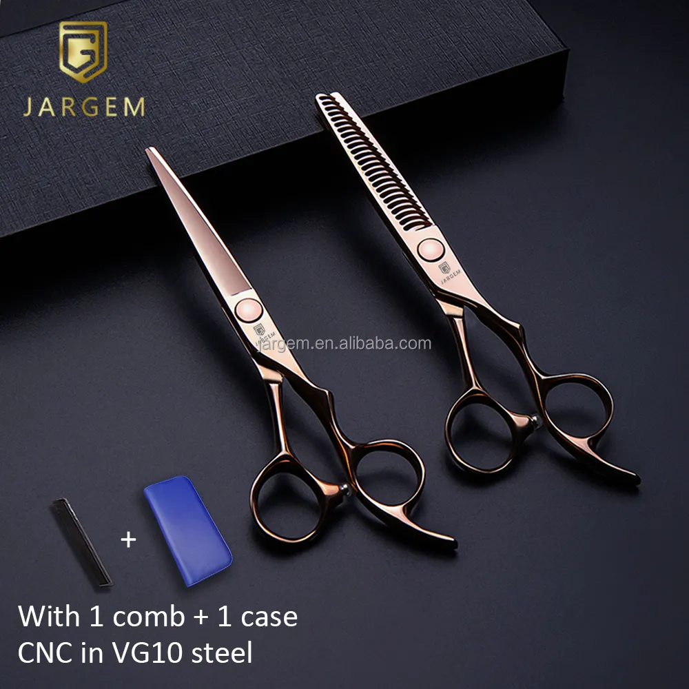 CNC Craft Hair Scissors VG10 Hair Cutting Scissors 6.0 Inch Barber Scissors Set Rose gold