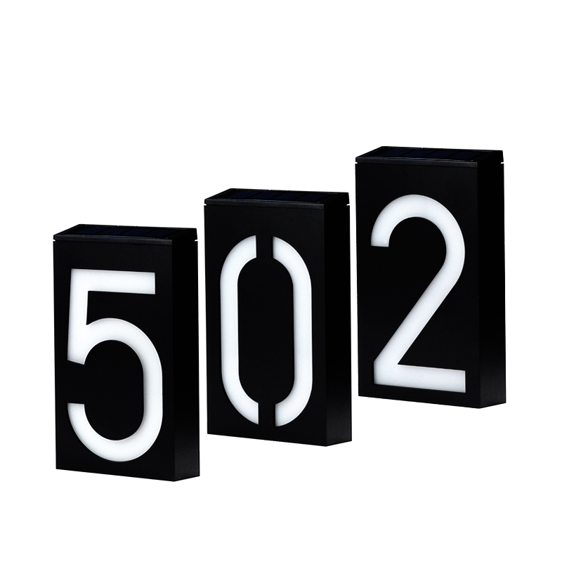 Hot selling Outdoor Solar Powered Sign Plate Garden Yard Building Door Wall Address Numbers Lamp