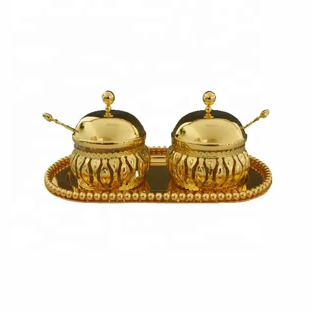Household table Diwali gift items metal gold plated spice candy bowl set