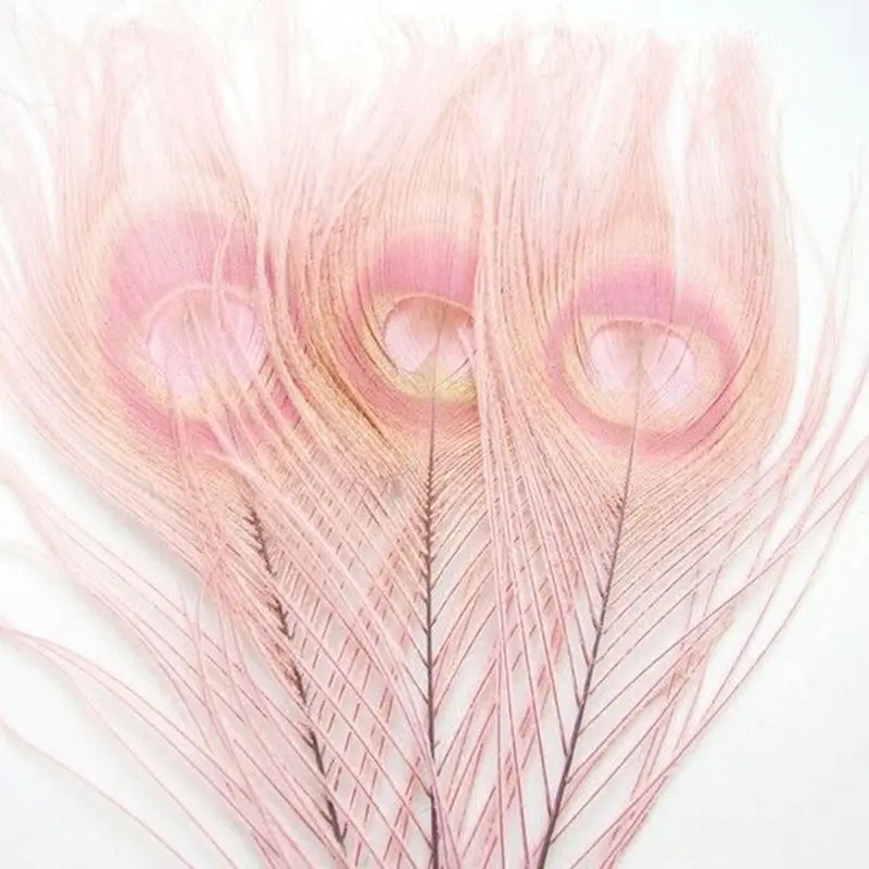 Custom dyed peacock feathers white pink natural peacock tail eyes feather for wedding party home table decoration