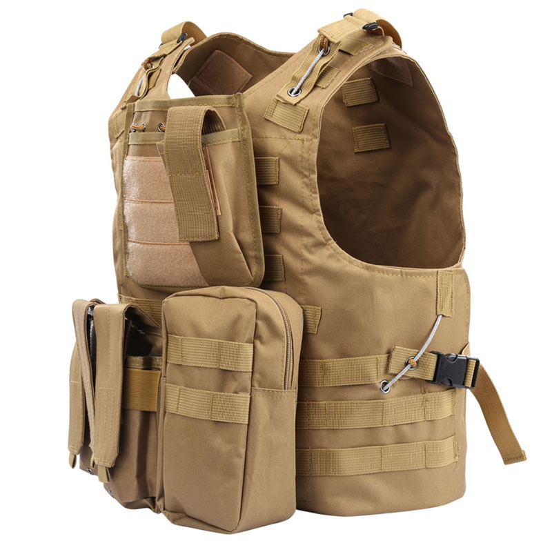 Tan Hunting Paintball Molle Vest Multiple Pockets Military Tactical Vest Combat Airsoft Tactical Vest