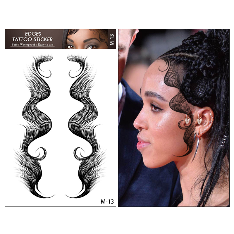 Amazon Hot Selling Template Hair Tattoo Hair Salon DIY Waterproof Tattoos Body Makeup Baby Hair Tattoo Stickers