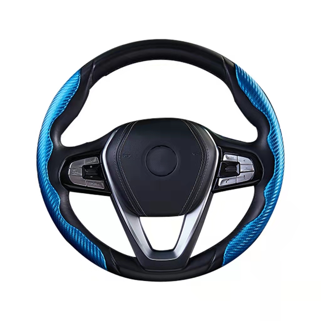 Оптовая продажа, кожаные роскошные чехлы на руль автомобиля, модный нескользящий чехол на руль из углеродного волокна