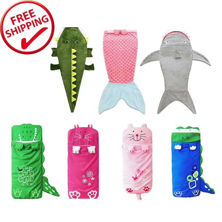 Hot Sale Dog Shark Unicorn Pillow Happy Baby Kids Nappers Plush Sleeping Bag for Children Kids