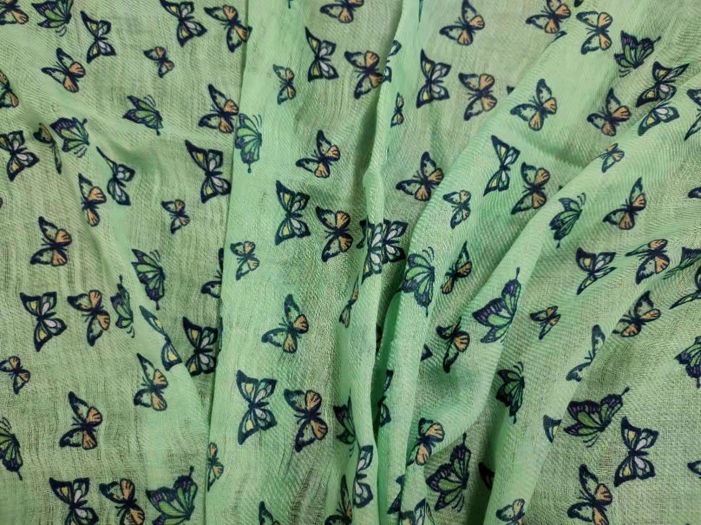 on sale Silk colored butterfly digital printed scarf