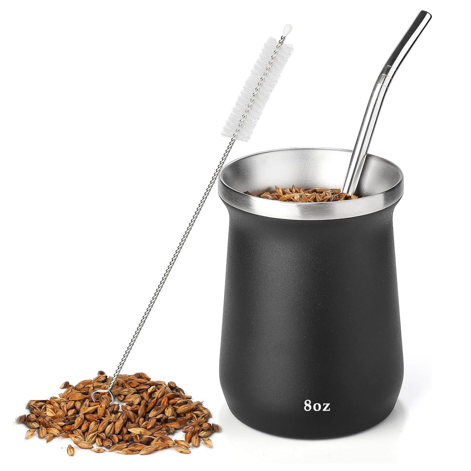 Wholesale Low Moq 8oz Mate Cup Double Wall 18/8 304 Stainless Steel Yerba Mate Tea Cup With Bombilla
