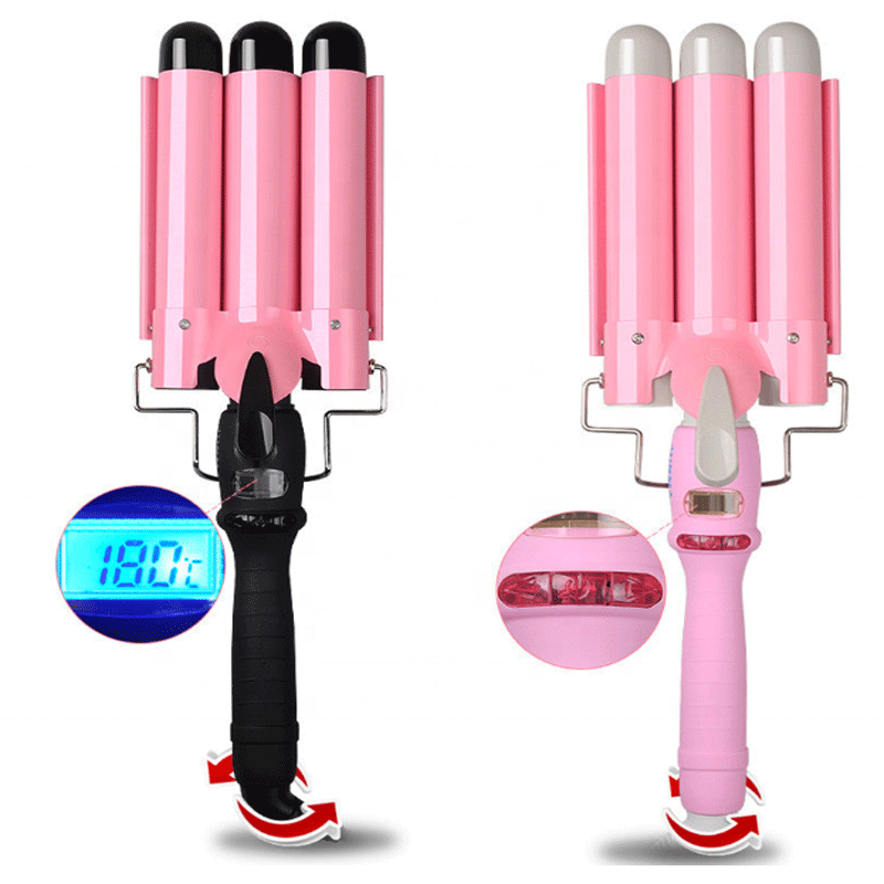 Classic 3 in 1 liquid crystal ceramic anion large big wave hair curlers
