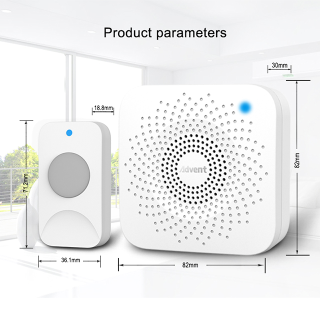 Wireless Battery Operated Doorbell 150M No Battery Bell Push Button Kinetic Design