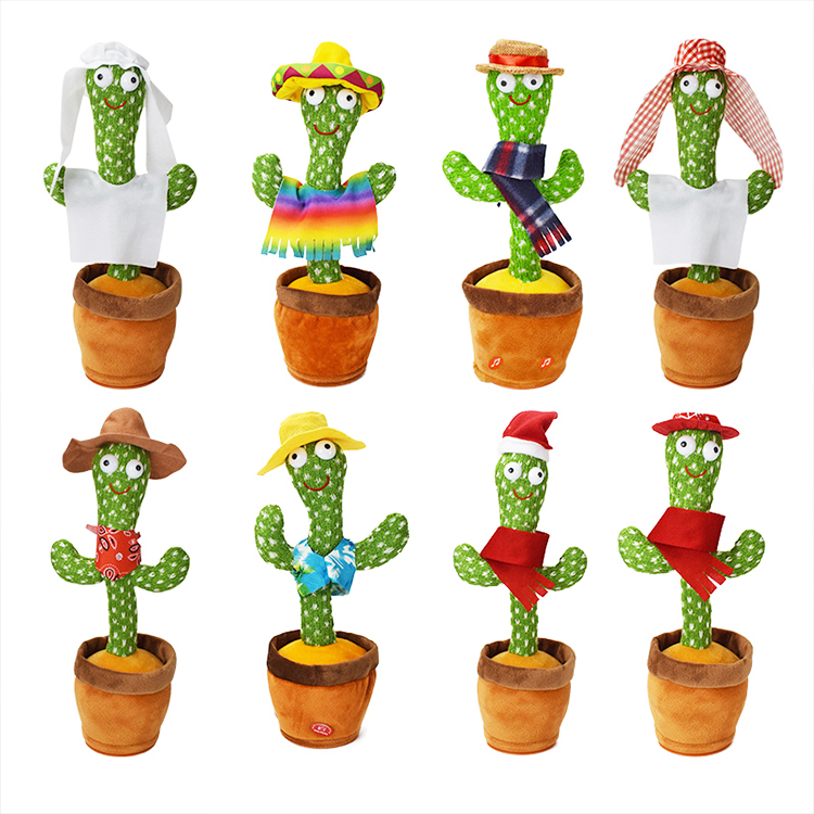 Factory Hot Selling Electric Singing Dancing Saxophone Cactus Toy Recording Plush Toy Singing Dancing Cactus Children's toy doll