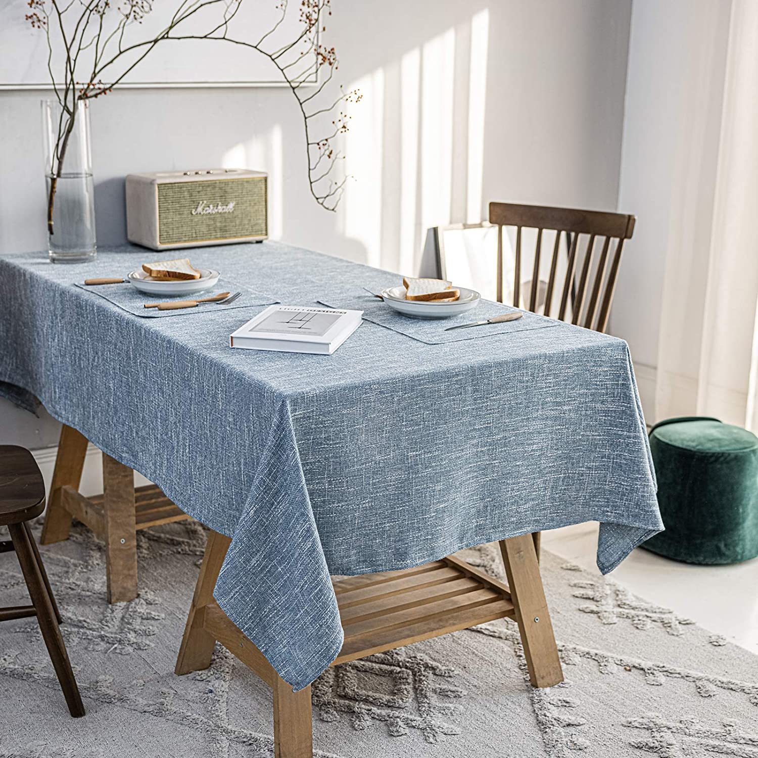 Wipe Clean Wrinkle Resistant Waterproof Polyester Tablecloths Rectangular Dining Table Cloth Kitchen