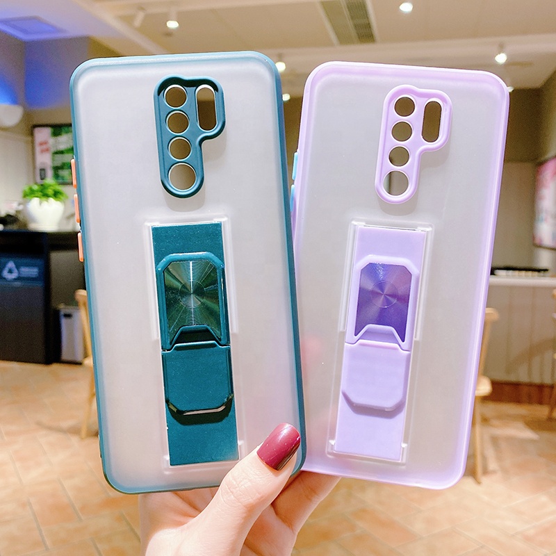 Матовая задняя крышка для Redmi 9 с мягкими краями, полное покрытие, чехол с магнитным держателем, подставка, чехол для мобильного телефона Xiaomi для Redmi 9C