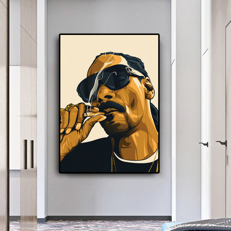 Хип-хоп рэп певец курительный Снуп Dogg рисунок художественные плакаты Печать на холсте настенные картинки для гостиной дома Настенный декор куадро