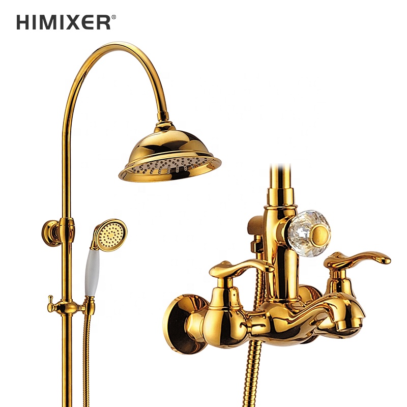 Himixer акционные классические роскошные латунные душевые краны для дождя, открытые золотые ванные душевые краны