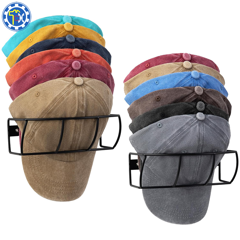 Wall Mounted Design Heavy Duty Powder Coated Wrought Iron Metal Wire Bent Forming and Welding Spring Rack For Cap Holder