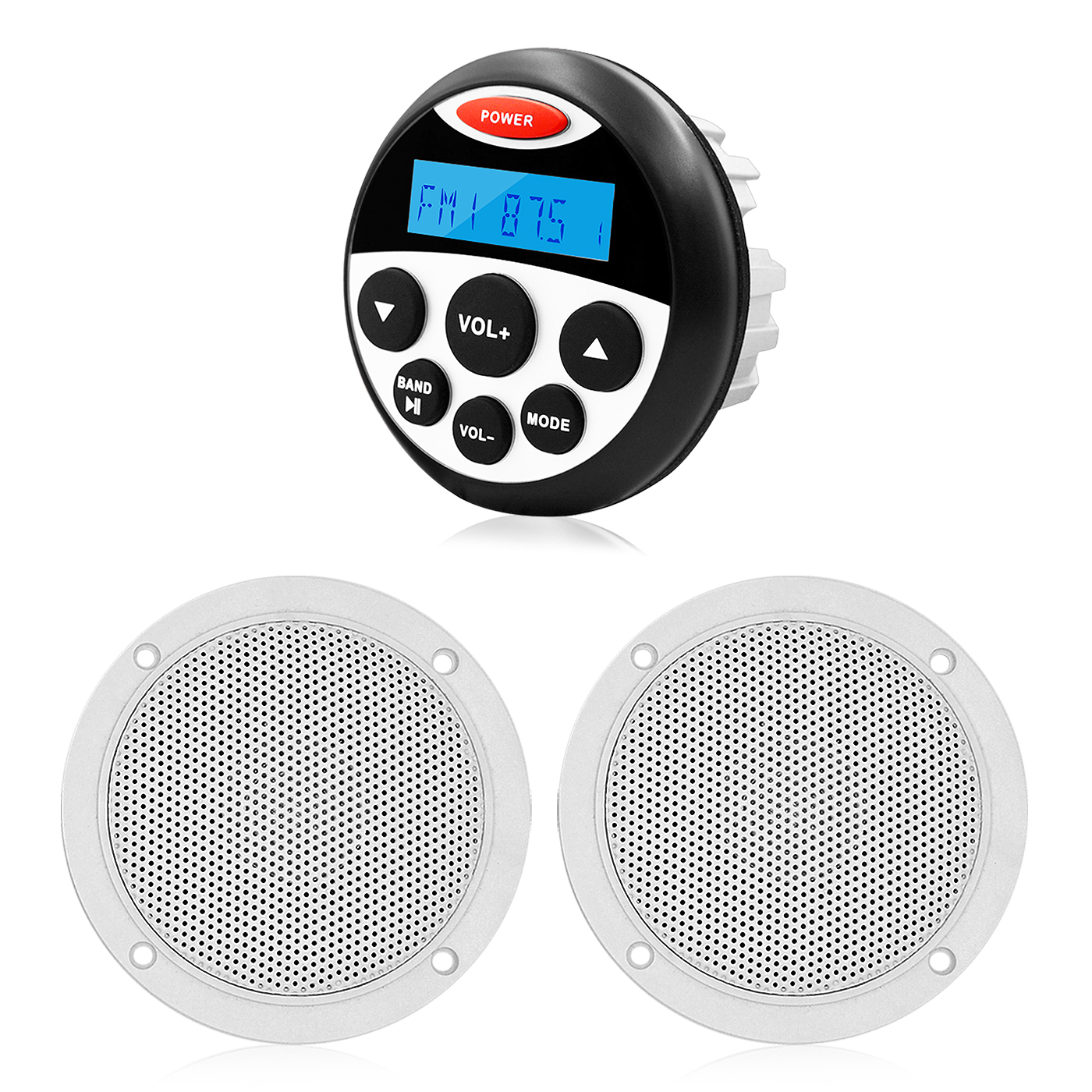 Водонепроницаемый морской радио Bluetooth стерео аудио FM AM приемник MP3 плеер + 1 пара 4 дюймовый морской колонки для UTV ATV SPA Гольф лодка