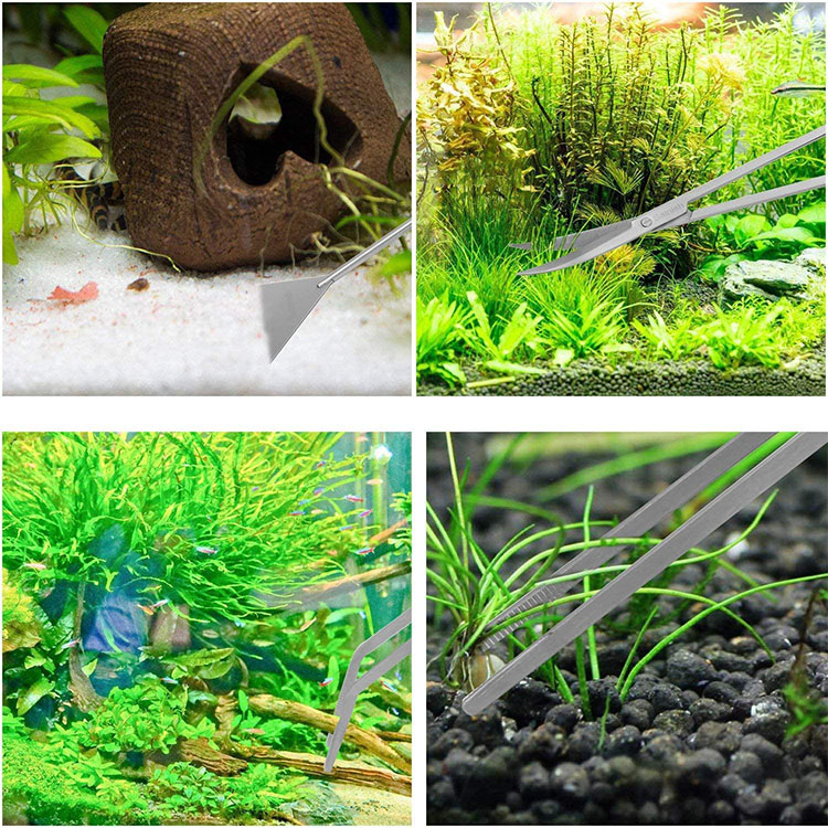 Aquarium Tools Set Plants Tweezers and Scissors Grass Stainless Steel Cleaning Tools Plants Fish Tank Accessories
