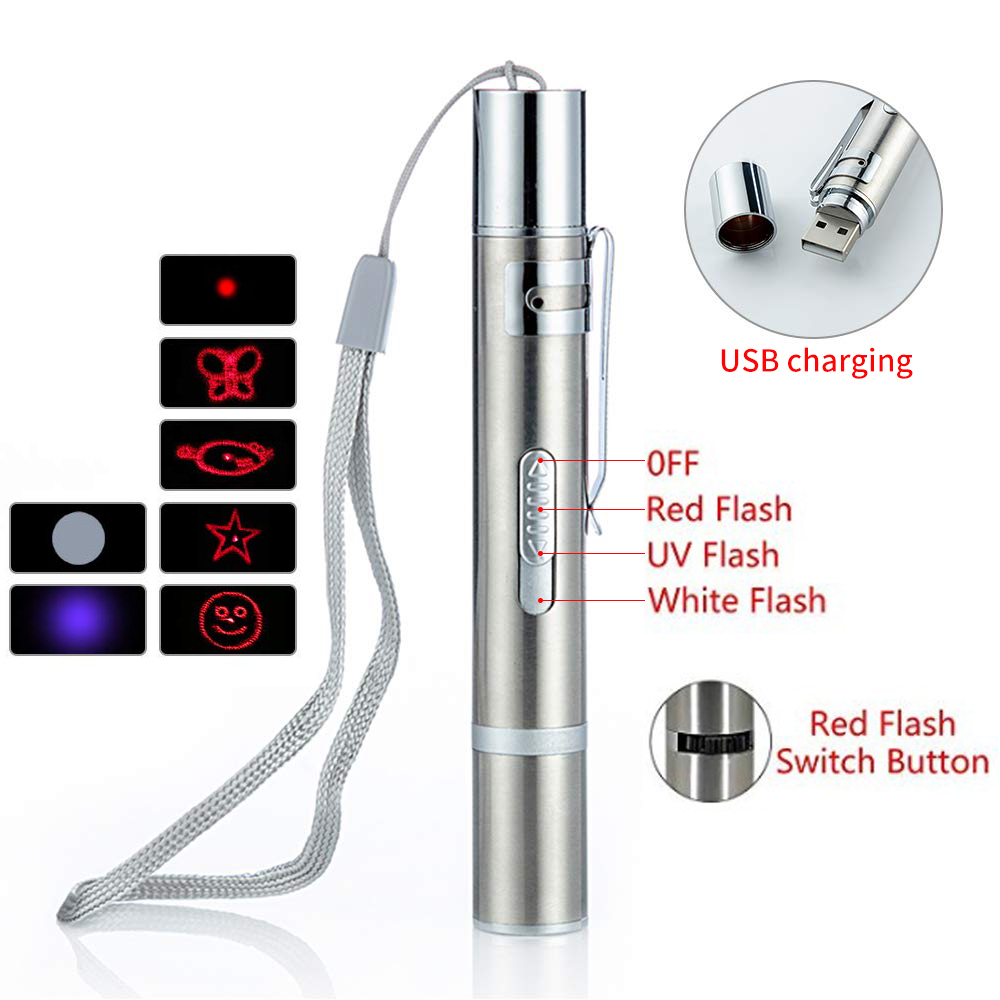 Популярные интерактивные игрушки для кошек, палочка с зарядкой от USB, 4 в 1, тренировочный инструмент для домашних животных, лазерная указка, узор для кошек
