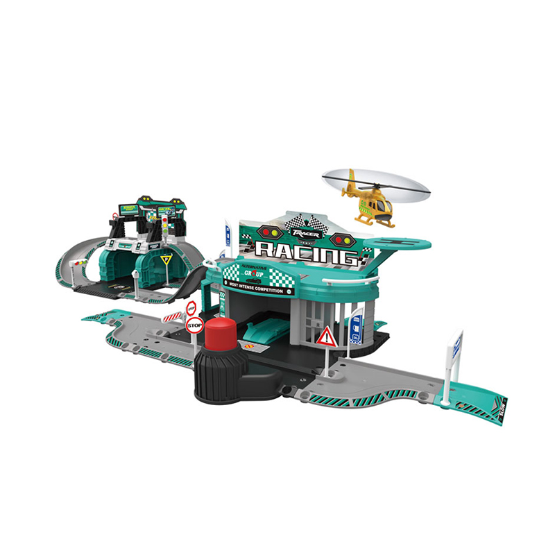 Wholesale educational plastic boy die-cast car parking lot set toy with cars&plane&motorcycle&characters