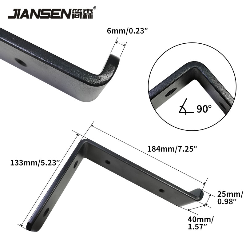 Multiple Sizes Available Black Shelf Brackets for Kitchen Use