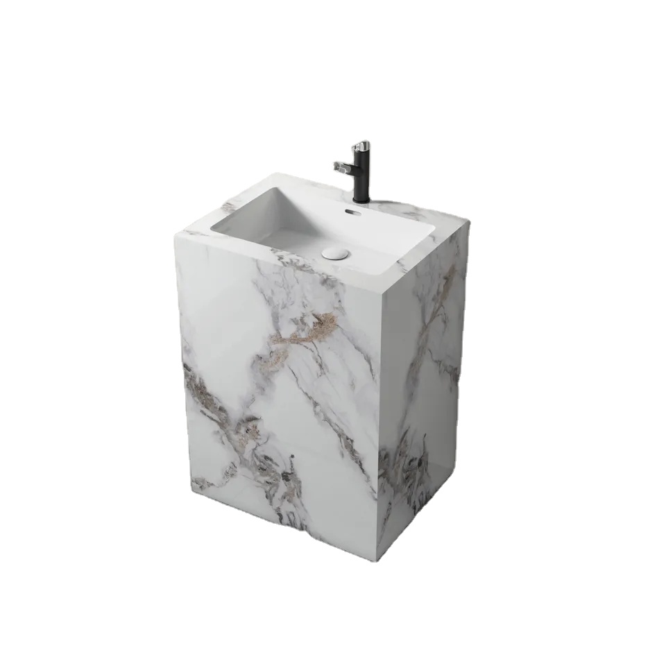Luxury Hand Wash Basin Marble Bathroom Cabinet Stone Bathroom Freestanding Pedestal Sink Basin