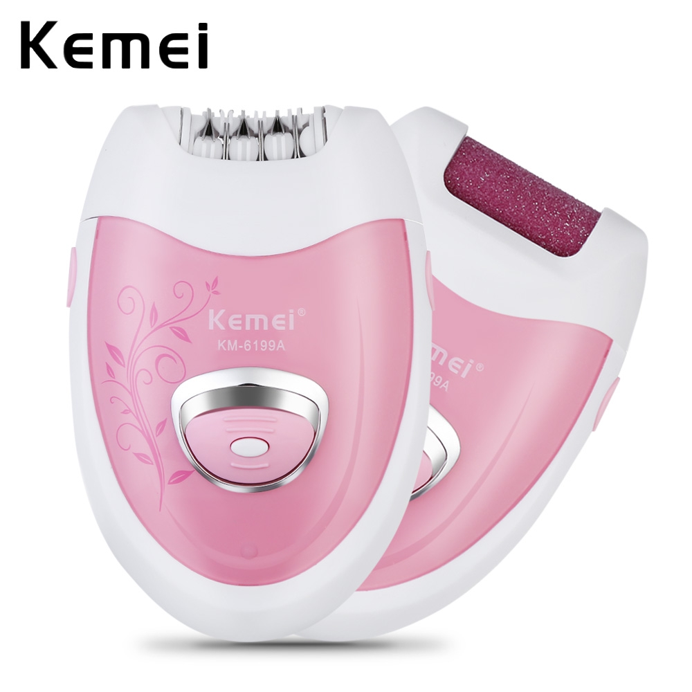 Kemei KM-6199A Women Rechargeable Electric Shaver Lady's Body Epilator Grinding Feet Bikini Trimmer epilation machine