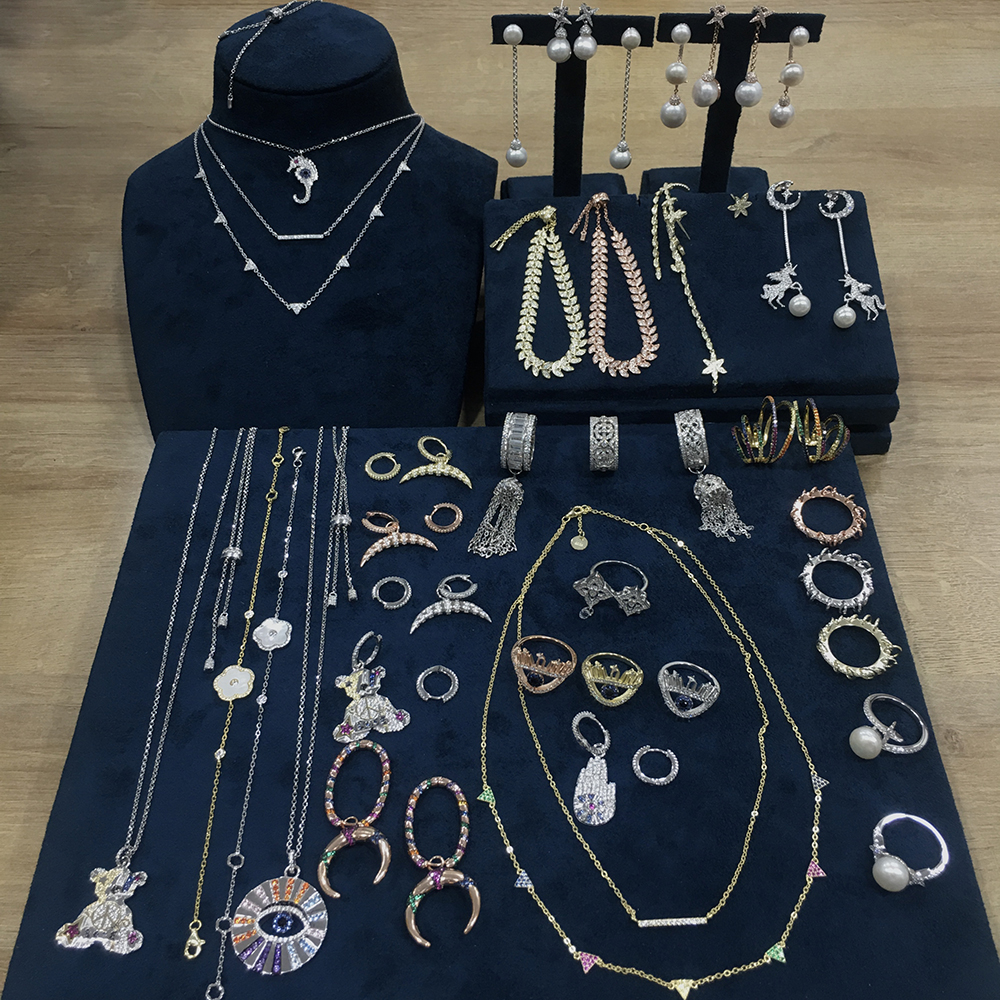 On sale $1.2 per gram mixed jewelry evil&eye 18k gold plated necklaces choker 925 sterling silver layered necklace jewlery women