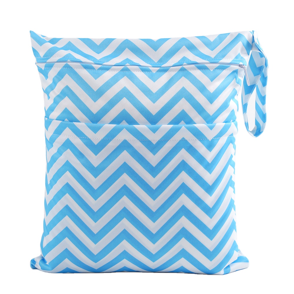 Reusable Waterproof Two Pocket Nappy Bag Customized Size Wet And Dry Cloth Diaper Bag