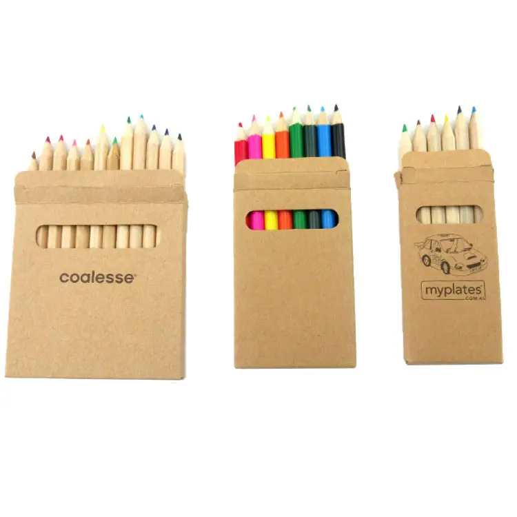 Unionpromo customized packing for Mini color pencil set 6pcs 12pcs woden color pencil