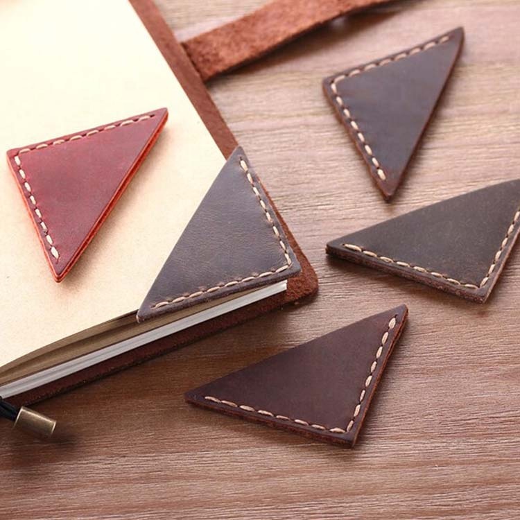 crazy horses genuine leather bookmark customized leather bookmark triangle shape