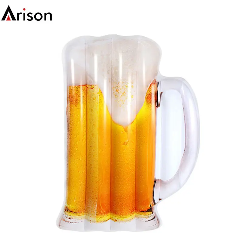 Customized PVC inflatable beer cup water mattress for pool float airbed