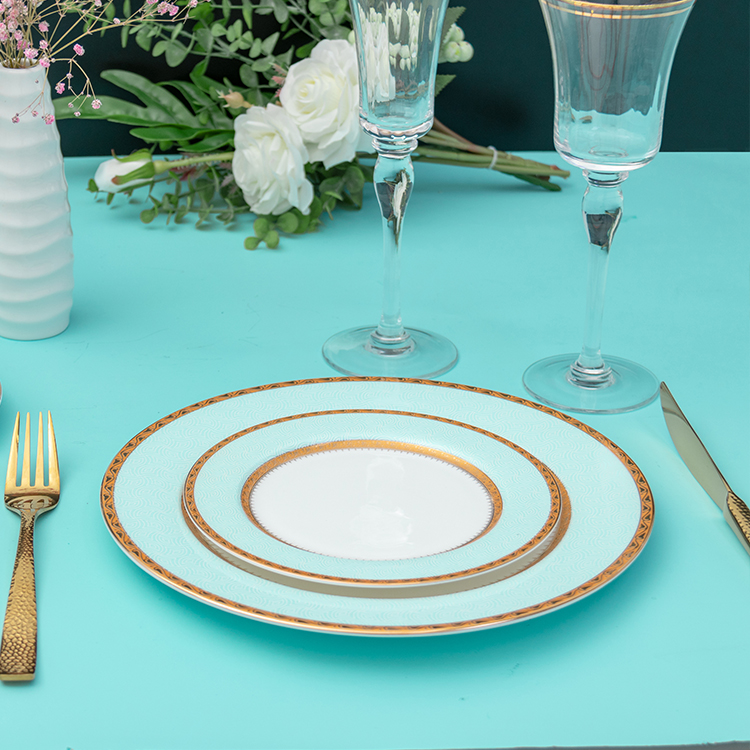 12" assiette de table porcelaine fleur assiettes pour restaurant catering buffet serving dish dinner plates gold charger plate
