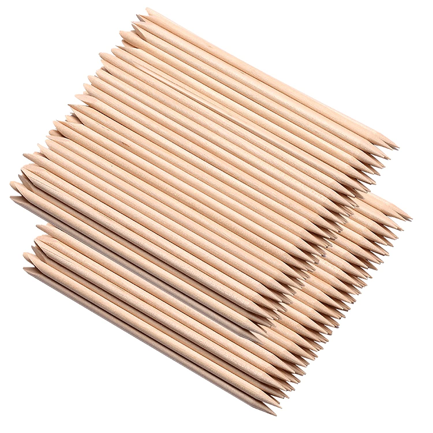 Disposable 100PCS Wooden Cuticle Pusher Orange Sticks Nails Set for Home Salon Manicure Pedicure Care