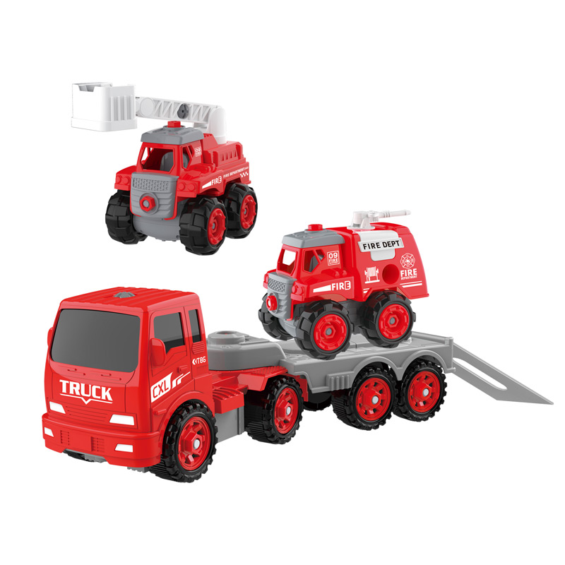 Amazon hot sale DIY engine assembly fire truck toy for kids