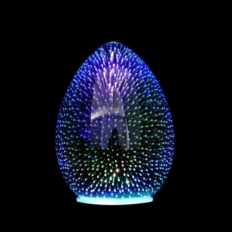 Wholesale Custom Large Decorative Easter Egg Glass 3D Starburst Glass Egg Oval Egg Shaped LED Table Lamp