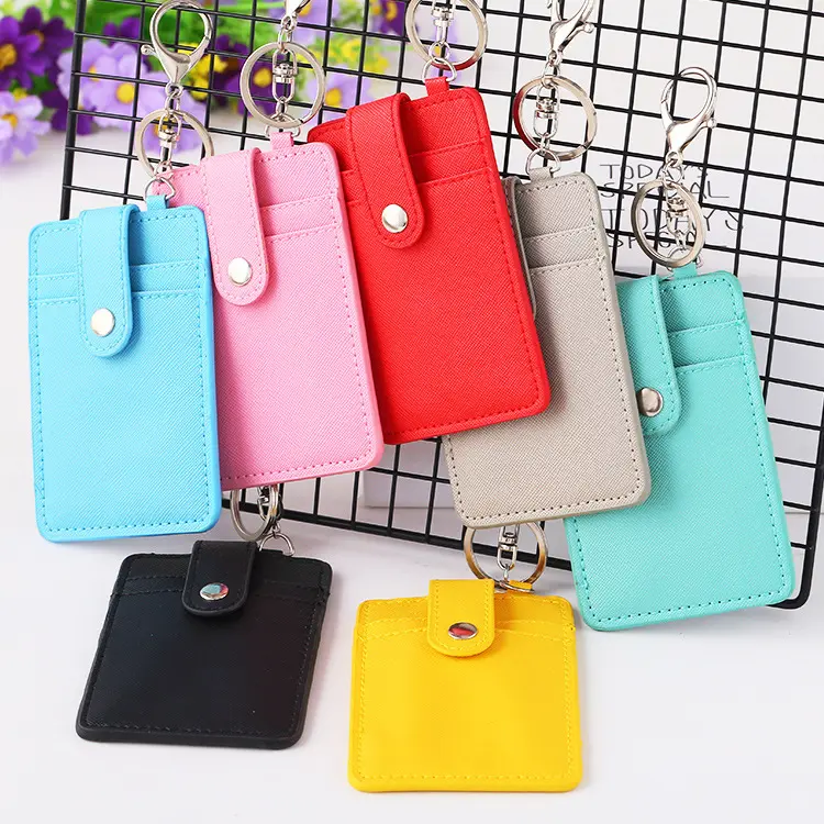Trendy Candy Color Credit Card Wallet Keychains
