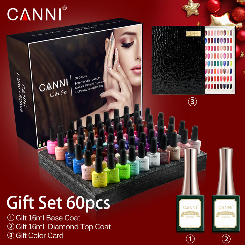 CANNI OEM частная марка Гель-лак VIP набор 60 шт./комплект маникюрный дизайн ногтей салонный УФ-гель отшелушивающее Базовое покрытие длинное износостойкое верхнее покрытие