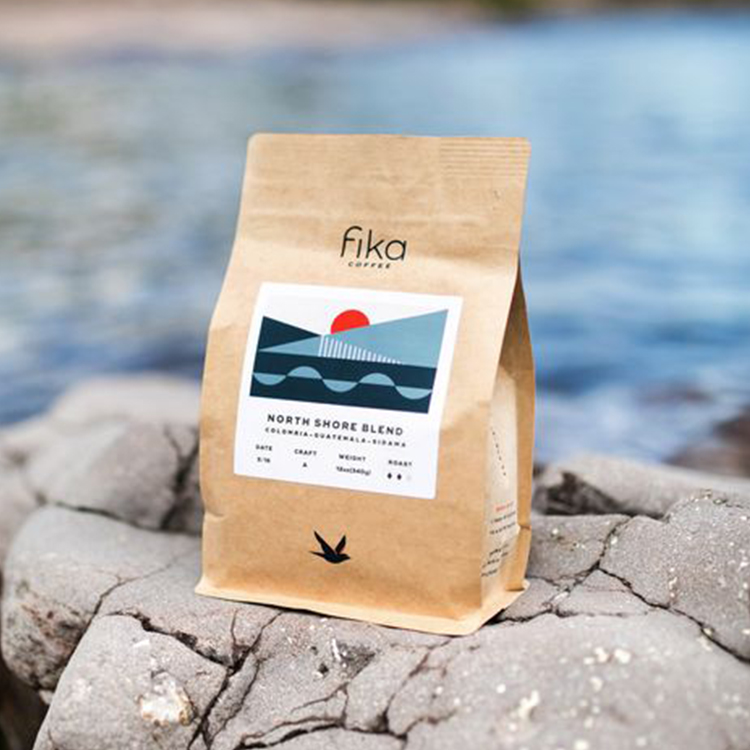 Custom Logo Oem Personalized Size Brown Coffee beans Flat Bottom 8 Side Gusseted Seal Kraft Paper Bag for Espresso Packaging Box